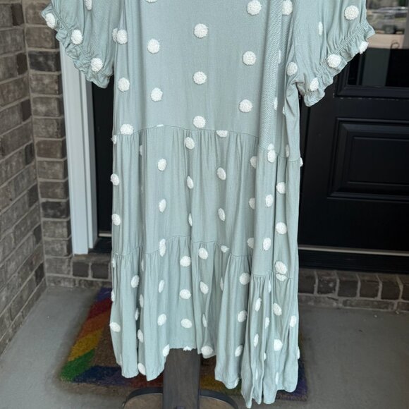 Women's Light Blue/Teal Polka Dot Boutique Dress - Picture 4 of 5